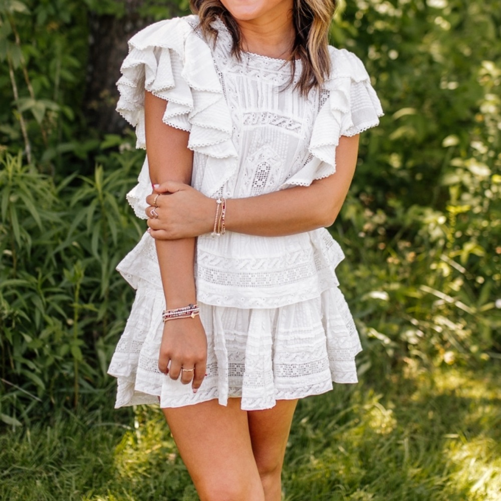 LoveShackFancy White Lace Mini Dress